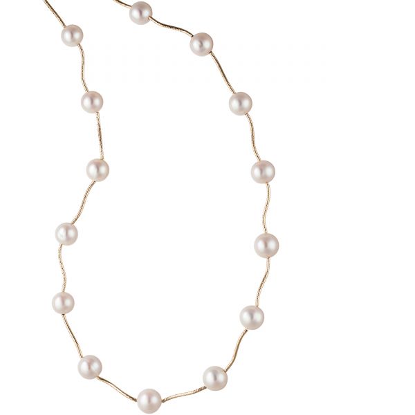 Collier Perlenkette 585 Gold mit Perlen 45cm