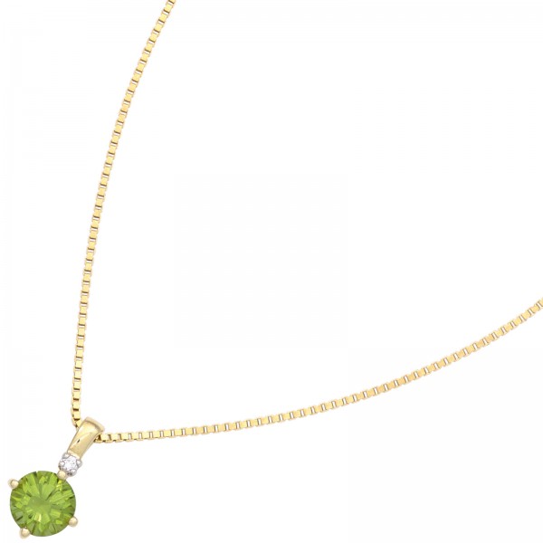 Anhänger rund 585 Gold Peridot grün Diamant