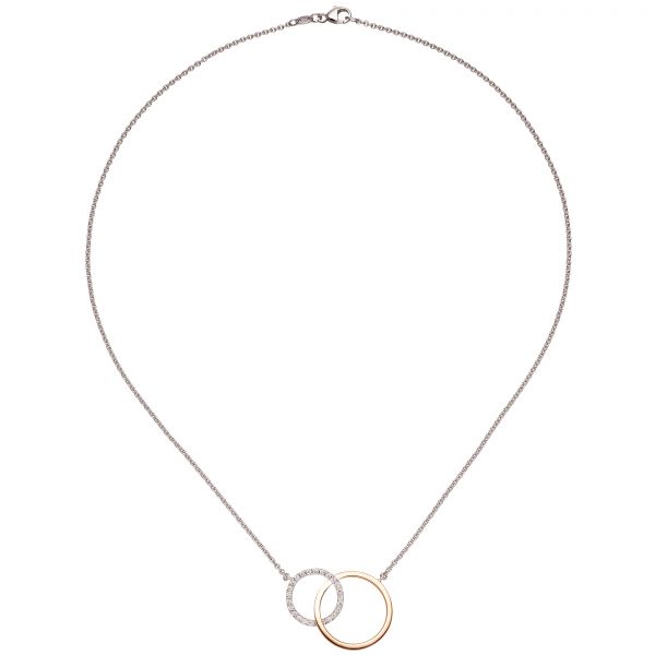 Diamanten-Collier 585 Gold Rotgold bicolor