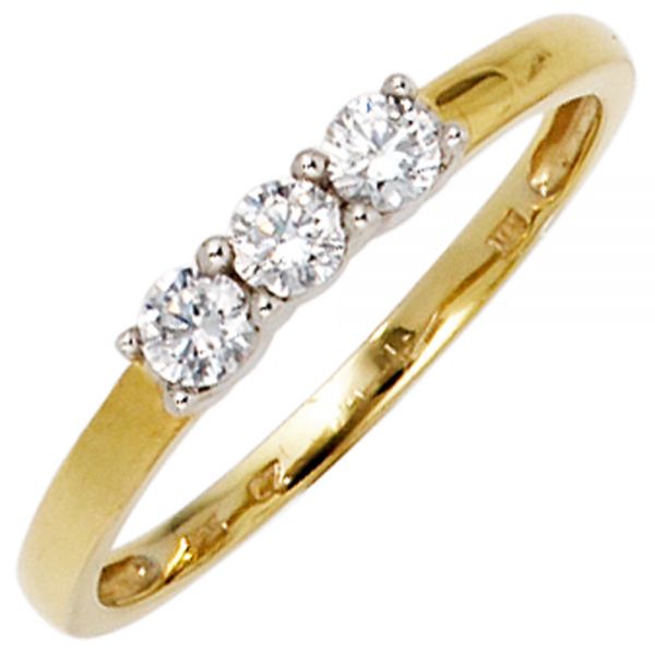 Damenring 333 Gold bicolor Zirkonia