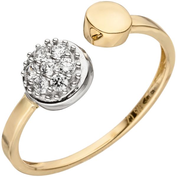 Damenring offen 375 Gold bicolor Zirkonia