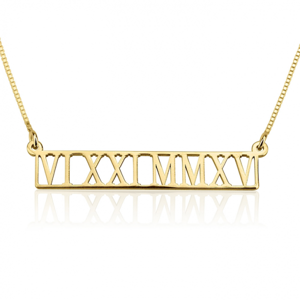 Roman Numeral Cut Out Necklace