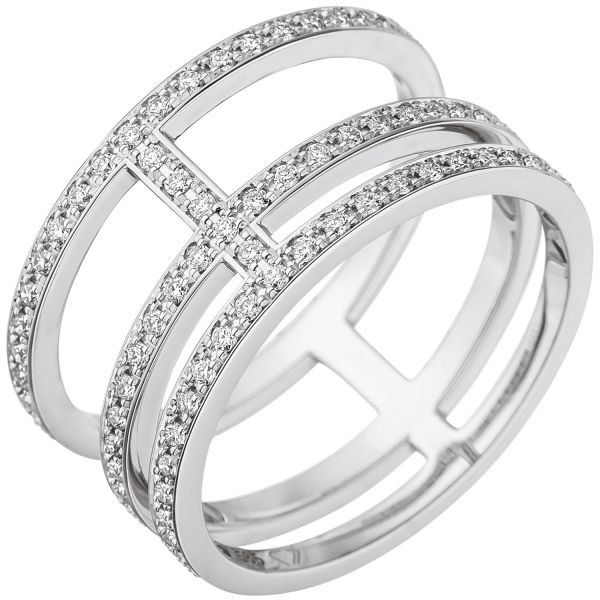 Diamantring 3-reihig 585 Gold
