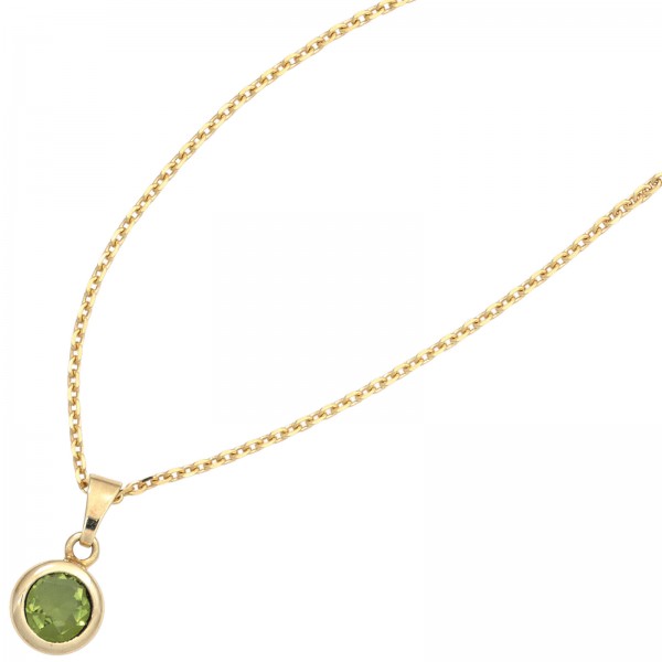 Peridotanhänger rund 585 Gold grün