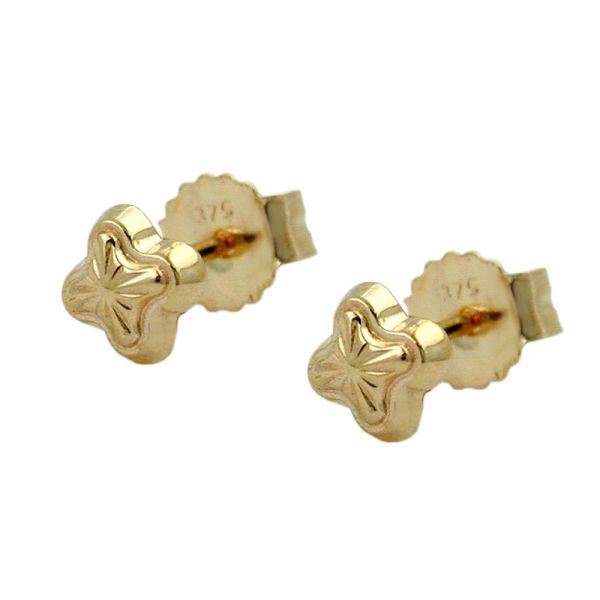 Stecker 4mm Stern mit Muster 9 Karat Echtgold