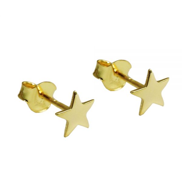 Ohrstecker Ohrring 6mm Stern glänzend flach 9 Karat Echtgold