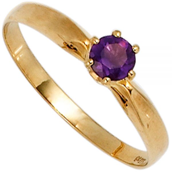 Damenring 585 Gold Amethyst lila violett