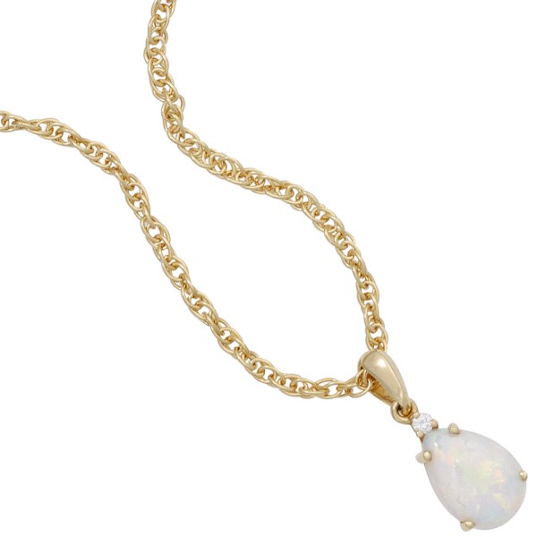 Opalanhänger Tropfen 585 Gold Opal Diamant