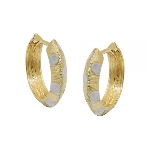 Creole 14x3mm Klappscharnier kantig bicolor diamantiert 9 Karat Echtgold