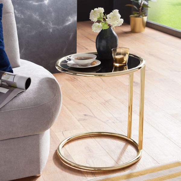 WOHNLING side table LEONA glass metal Ø 45cm living room table coffee table table