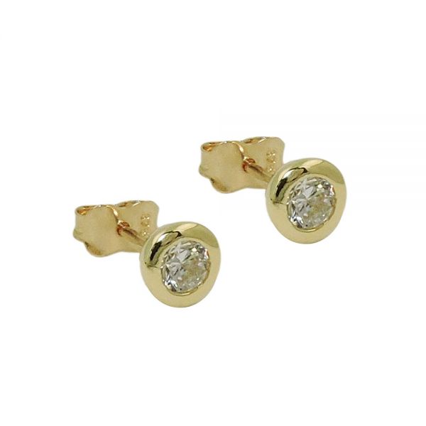 Stecker 6mm Zirkonia rund 9 Karat Echtgold