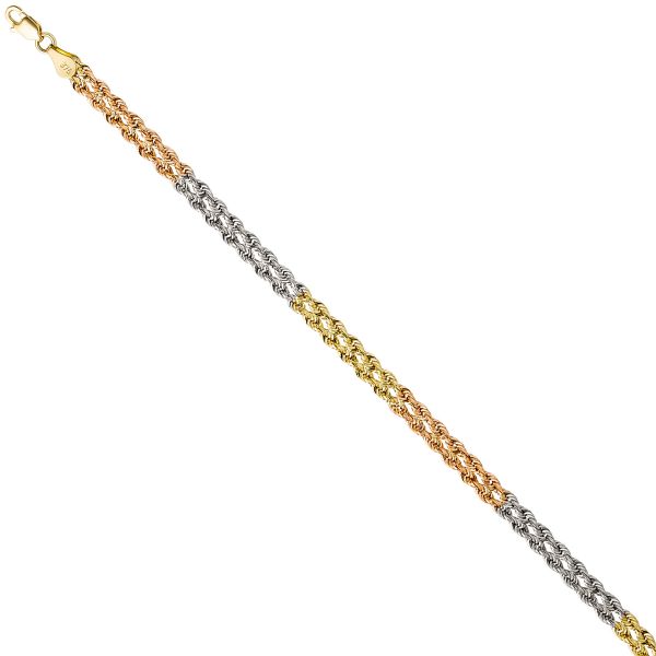 Armband 375 Gold Rotgold tricolor dreifarbig 19cm