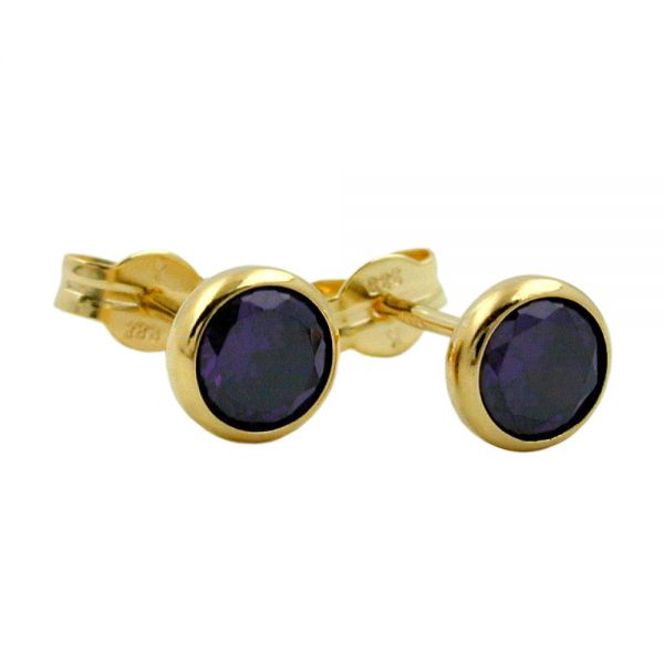 Stecker 6mm Zirkonia amethyst-gefärbt 8 Karat Echtgold