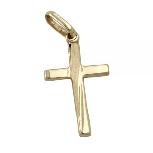 Anhänger 22x13mm Kreuz matt-glänzend 9 Karat Echtgold