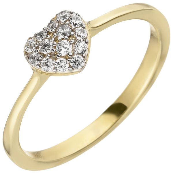 Herzring 375 Gold 14 Zirkonia