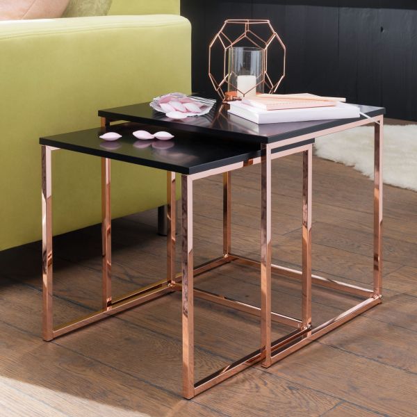 WOHNLING nesting table side table metal table storage table modern coffee table set