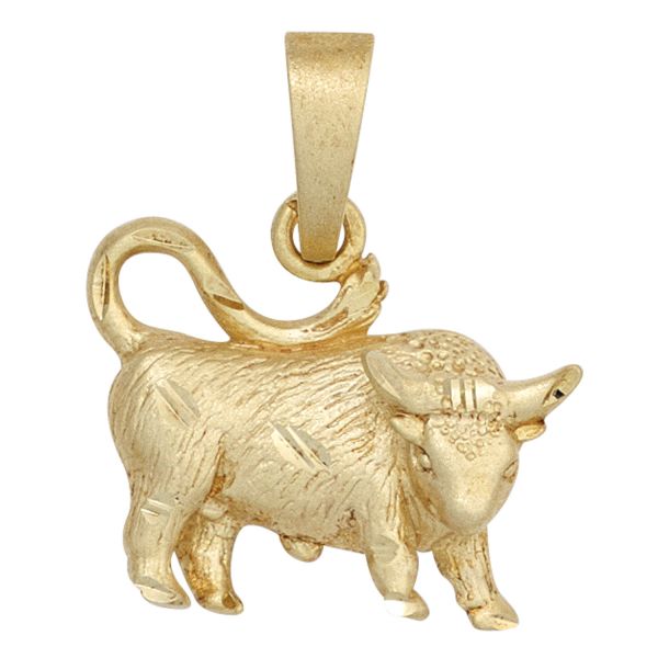 Sternzeichenanhänger Stier 585 Gold matt