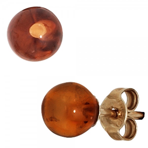 Bernsteinohrringe 375 Gold orange