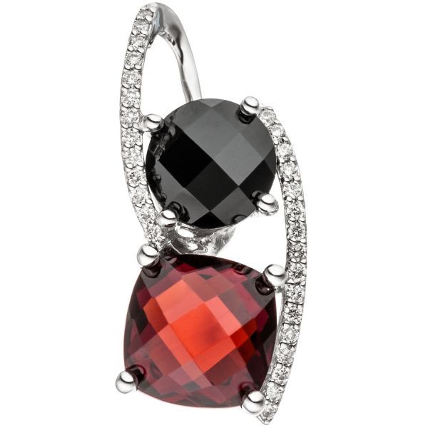 Anhänger 585 Gold 29 Diamanten Granat rot Onyx