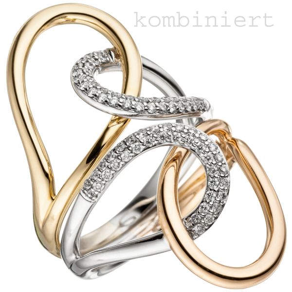 Damenring 585 Gold bicolor 36 Diamanten