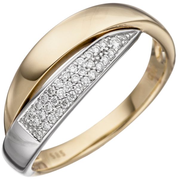 Damenring 585 Gold bicolor 35 Diamanten