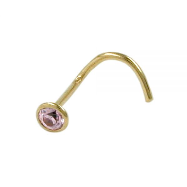 Nasenstecker 2,5mm Zirkonia rund pink 18 Karat Gold