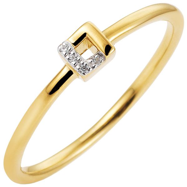 Damenring schmal 585 Gold bicolor Diamanten