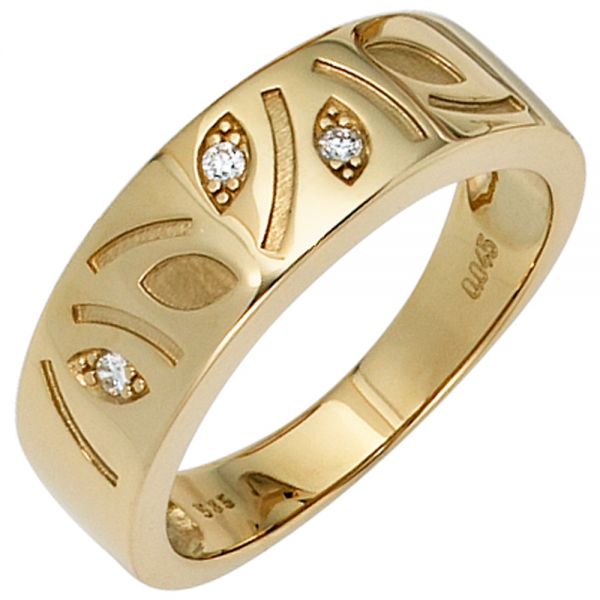 Damenring 585 Gold Diamanten 0,04 Karat