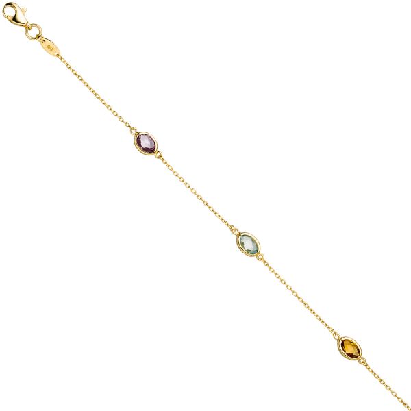 Armband 585 Gold Amethyste Citrin Blautopas