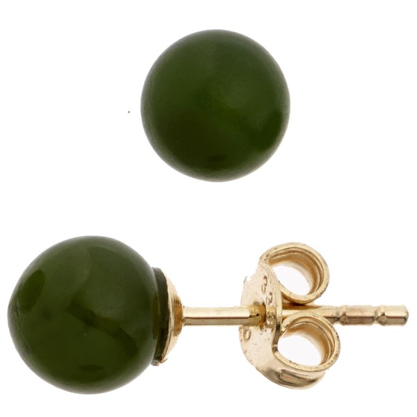 Ohrstecker Kugel 333 Gold Jade Steine grün