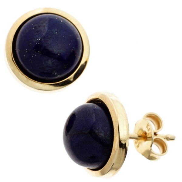 Ohrstecker rund 585 Gold Lapislazuli blau