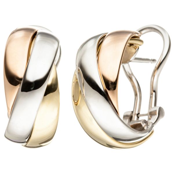 Creolen 585 Gold Rotgold tricolor dreifarbig