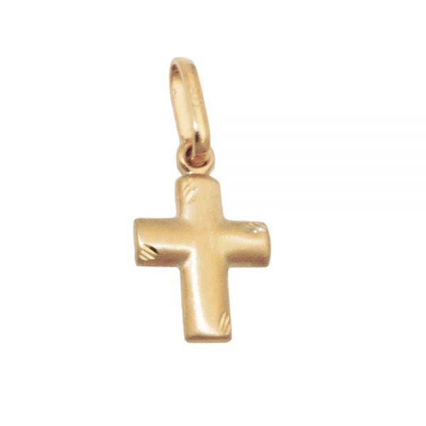 Anhänger 12x10mm Kreuz matt-diamantiert 9 Karat Echtgold