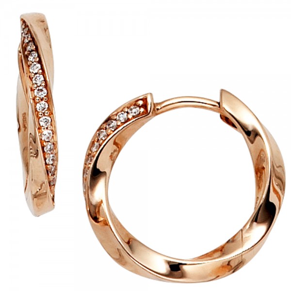 Creolen 585 Gold Rotgold Diamanten