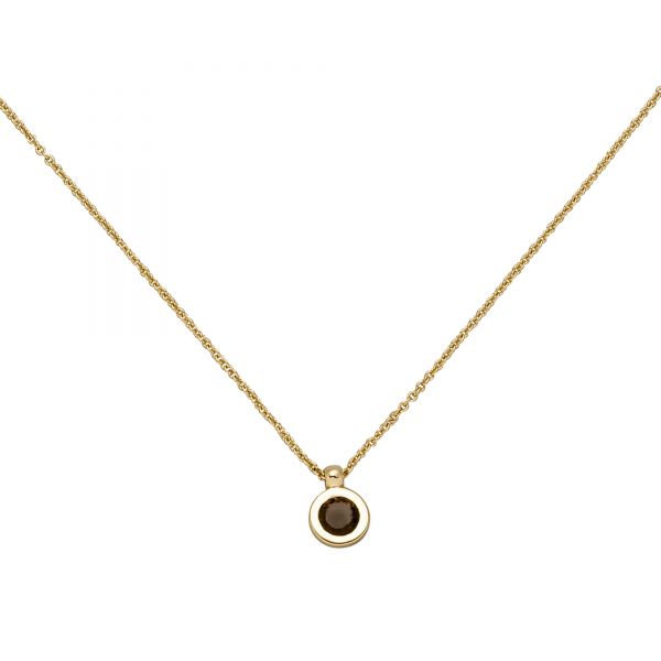 Collier mit Anhänger 585 Gold Rauchquarz 45cm