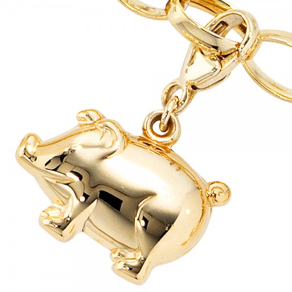 Charm Schweinchen Schwein 333 Gold Glücksbringer