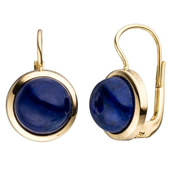 Boutons rund 333 Gold Lapislazuli blau Ohrhänger