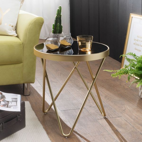 WOHNLING side table DANA glass metal Ø 42 cm living room table coffee table table