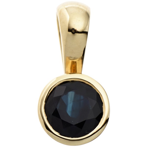 Anhänger rund 333 Gold blauer Safir