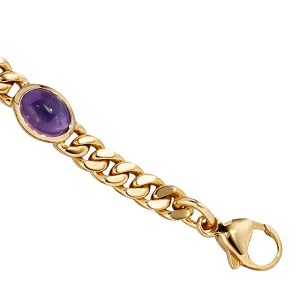 Armband 585 Gold 19cm Amethyst-Chabochons lila violett