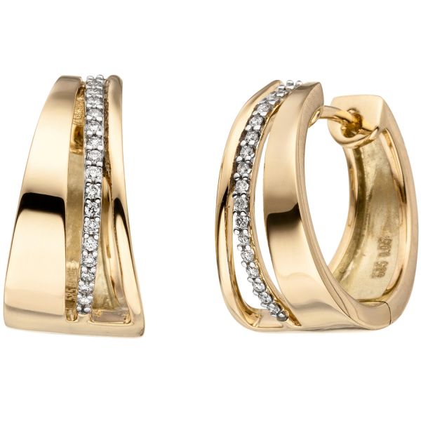 Creolen 585 Gold bicolor 34 Diamanten