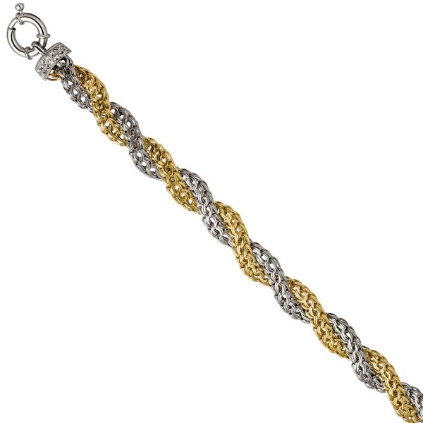 Armband 375 Gold bicolor diamantiert 21cm