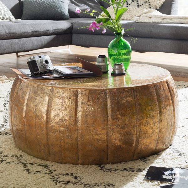 WOHNLING coffee table JAMAL living room table round coffee table gold room table metal