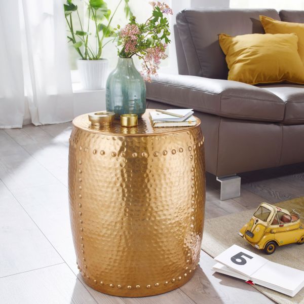 WOHNLING side table PEDRO decorative table gold metal storage table table