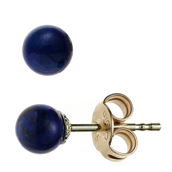 Ohrstecker Kugel 585 Gold Lapislazuli blau