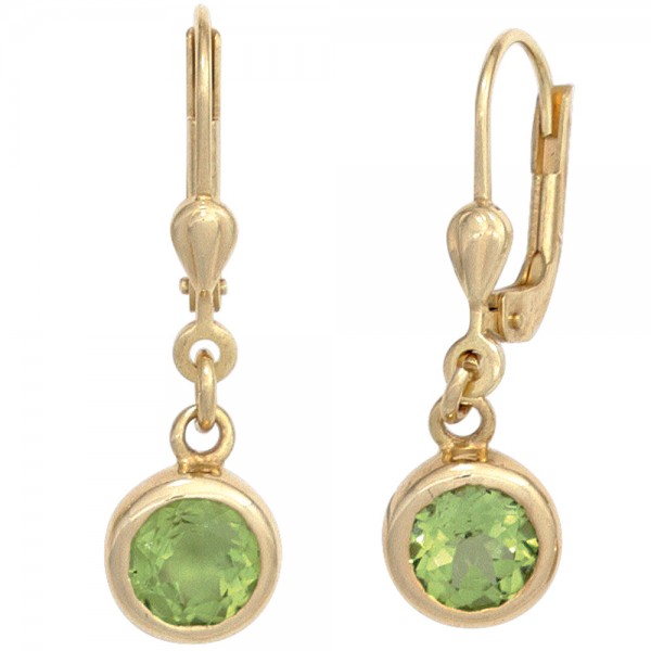 Ohrhänger rund 585 Gold Peridote grün Boutons Peridot