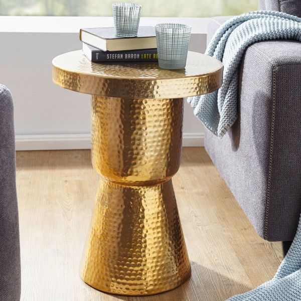 WOHNLING side table gold storage table 43x59x43 cm aluminum table aluminum table