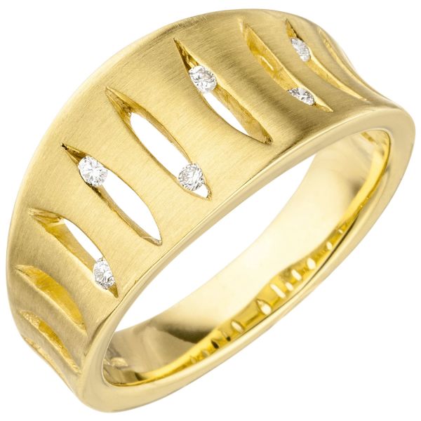 Diamantring breit 585 Gold matt