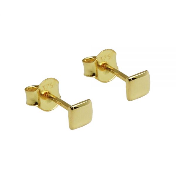 Ohrstecker Ohrring 3,5x3,5mm Viereck glänzend flach 9 Karat Echtgold