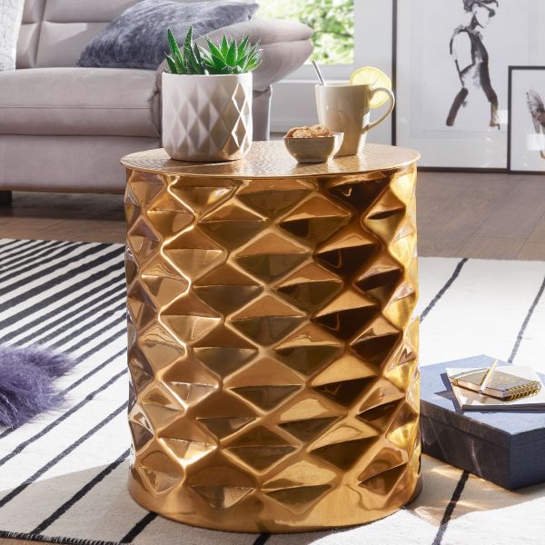 WOHNLING side table gold Ø43.5cm coffee table aluminum coffee table coffee table